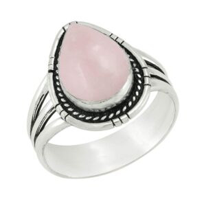 5.08cts solitaire natural rose quartz 925 silver plated ring size 12 for women, handmade pink stone january birthstone ring jewelry gift for women mom wife