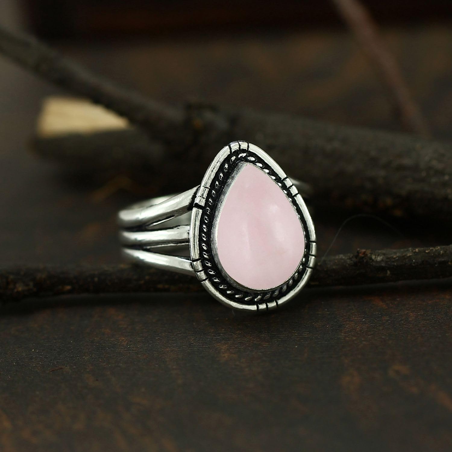 5.08Cts Solitaire Natural Rose Quartz 925 Silver Plated Ring Size 12 For Women, Handmade Pink Stone January Birthstone Ring Jewelry Gift For Women Mom Wife