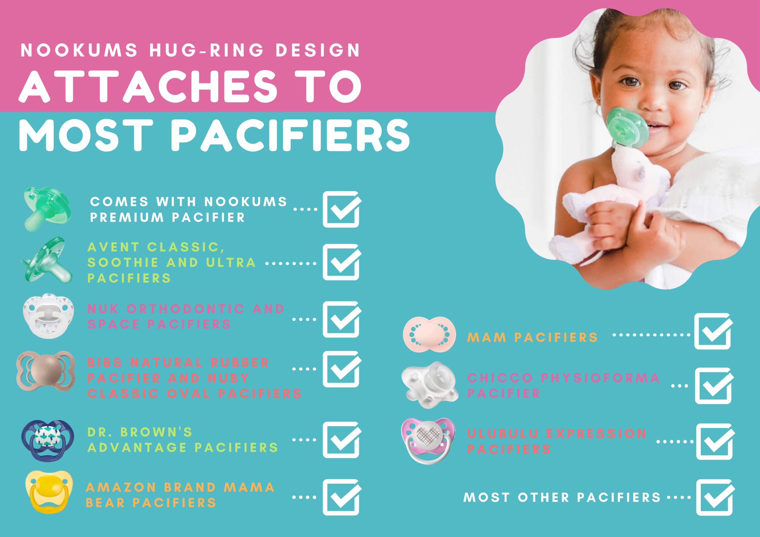 Nookums Paci-Plushies Buddies - Lion Pacifier Holder - Adapts to Name Brand Pacifiers, Suitable for All Ages, Plush Toy includes Detachable Pacifier