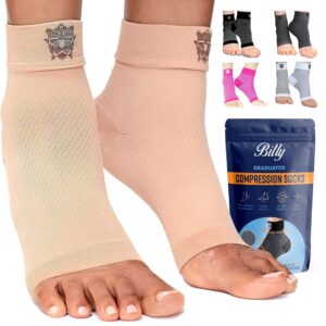 Bitly Plantar Fasciitis for Women & Men Socks Foot & Ankle Compression Sleeve, Nude, XL