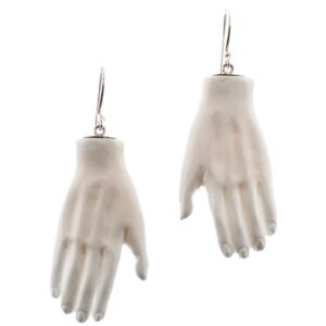 Frida Khalo Buffalo Bone Hand Carving 925 Sterling Silver Earrings, 1 3/4"