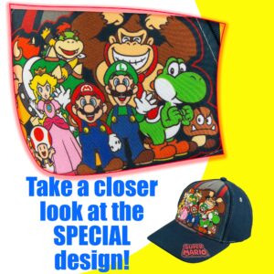 Super Mario Luigi Yoshi Baseball Cap Hat - Boys Black