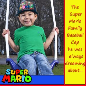 Super Mario Luigi Yoshi Baseball Cap Hat - Boys Black