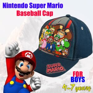 Super Mario Luigi Yoshi Baseball Cap Hat - Boys Black