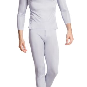 Grenasasilk Men's Silk Long Johns Mulberry Silk Long Underwear V-Neck Breathable Thermal Underwear Sets & Undergarments (L, Silver Grey)