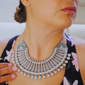 Gypsy Boho Bib Choker Coin Necklace Gothic Chunky Silver Statement Jewelry for Women Statement Vintage Silver