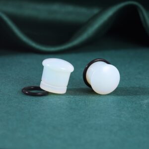 PunkTracker 6Pairs 4g-11/16” Multiple Stone Single Flared Ear Plugs with Silicone O-Ring Expander Gauges