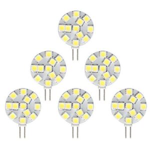 dream lighting led 12volt g4 replacement bulb / jc10 for rv automotive boat interior dome light under cabinet light—bi-pin, dimmable pure white light, pack of 6