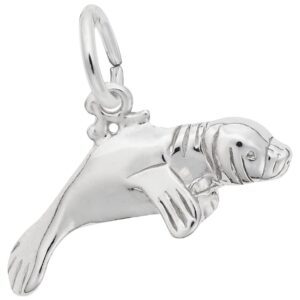 manatee charm in sterling silver, charms for bracelets and necklaces