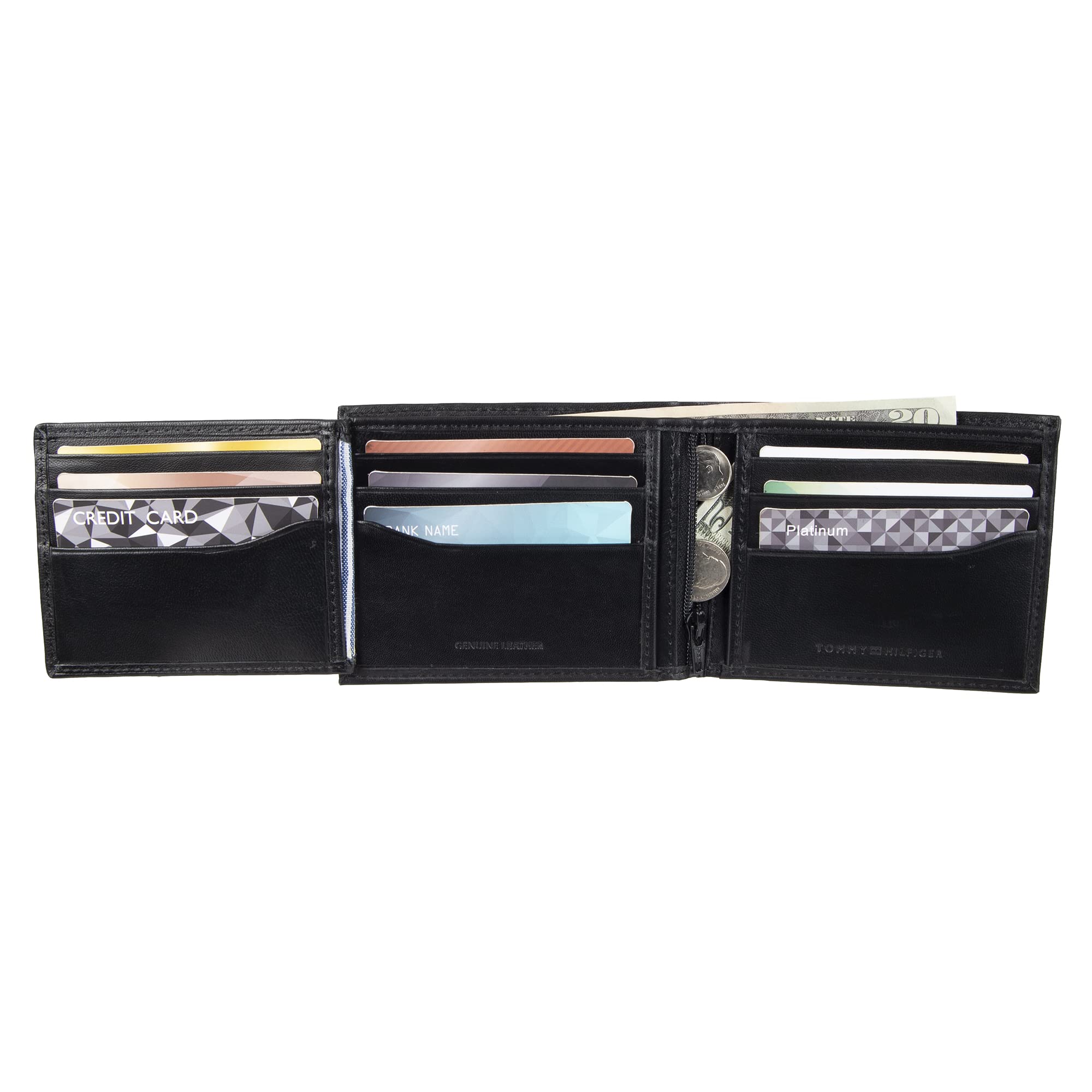 Tommy Hilfiger Men's Leather Wallet-Bifold with RFID Blocking Protection, Charcoal, One Size