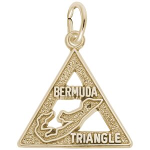 10k yellow gold bermuda triangle charm, charms for bracelets and necklaces