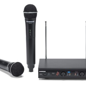 Samson Stage 212 Dual Vocal VHF Frequency Agile Wireless System (2) Q6 Dynamic Mics