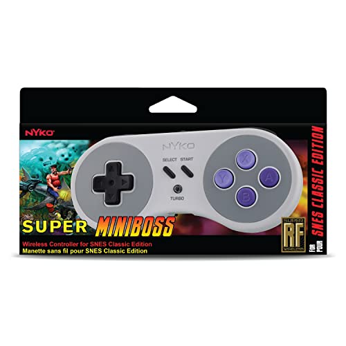 Nyko Super Miniboss - Wireless Controller for Nintendo SNES Classic Mini with Turbo, Ergonomic Design, 20 Feet Range, Rechargeable Battery, & Rapid Fire Functionality for Enhanced Gameplay Experience