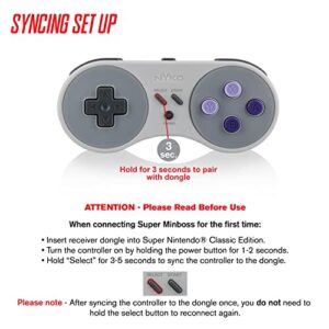 Nyko Super Miniboss - Wireless Controller for Nintendo SNES Classic Mini with Turbo, Ergonomic Design, 20 Feet Range, Rechargeable Battery, & Rapid Fire Functionality for Enhanced Gameplay Experience