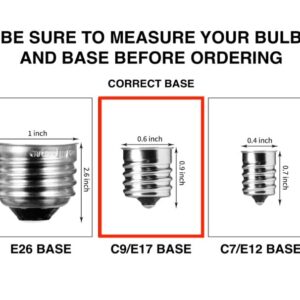 25 Pack Warm White C9 LED Replacement Bulbs Faceted Warm White LED Christmas Light Bulb 2 SMD LEDs in Each Bulb Fits E17 Socket Commercial Grade Indoor and Outdoor Use