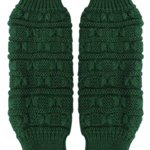 Women Winter Fingerless Gloves Crochet Knit Arm Warmers Mittens with Thumb Hole,Khaki