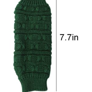 Women Winter Fingerless Gloves Crochet Knit Arm Warmers Mittens with Thumb Hole,Khaki