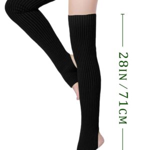 v28 Long Leg Warmer, Women’s Men 80s Party Ribbed Knit Dance Sports (71Black)