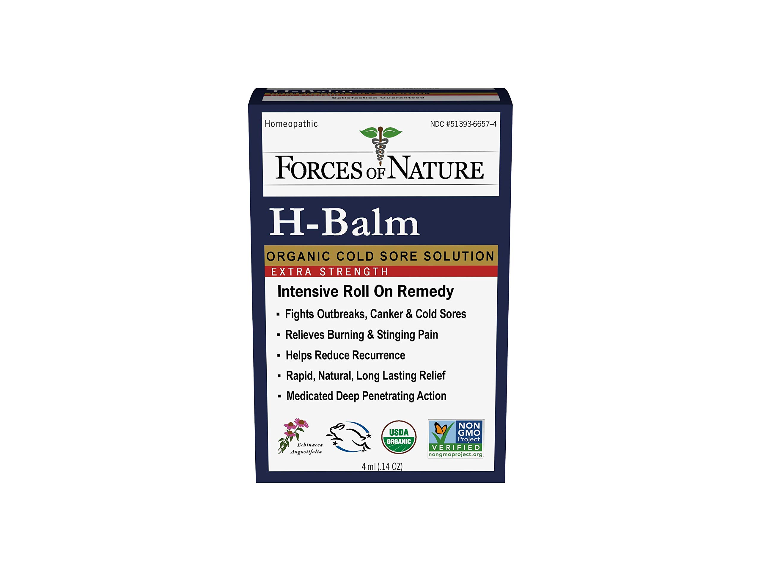 Forces Of Nature – Natural, organic, h-balm Control Extra Strength Cold Sore, fever Blister Treatment (4ml) Non Gmo, No Harmful Chemicals -Fast Relief for Tingling, burning & Itching Pain