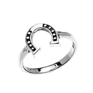 sterling silver dainty horseshoe good luck ladies ring(size 11)