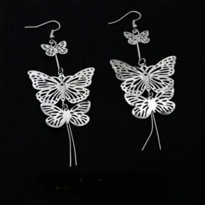 FXmimior Fashion Women Earrings Vintage Silver Butterfly Long Bohemian Long Chain Drop Dangle Earrings Jewelry for Women and Girls