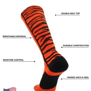 Crazy Socks with Safari Tiger Stripes Over the Calf Socks (Orange/Black, Small)