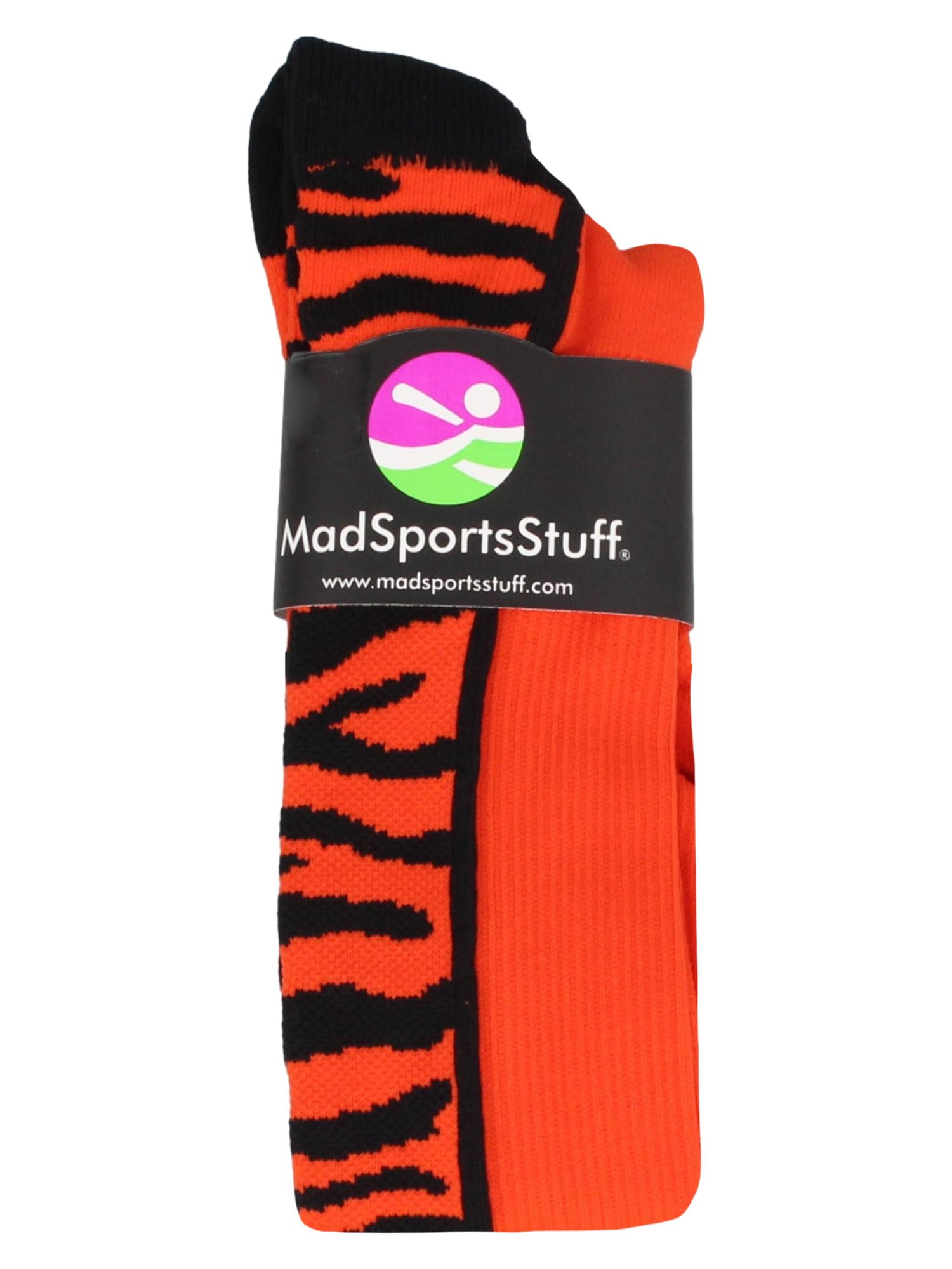 Crazy Socks with Safari Tiger Stripes Over the Calf Socks (Orange/Black, Small)