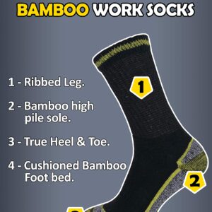 Mens Anti Sweat Moisture Wicking Summer Bamboo Work Socks for Steel Toe Boots (7-12 US, 3 Pack (BWS))