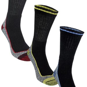 Mens Anti Sweat Moisture Wicking Summer Bamboo Work Socks for Steel Toe Boots (7-12 US, 3 Pack (BWS))