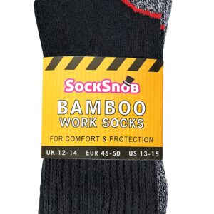 Mens Anti Sweat Moisture Wicking Summer Bamboo Work Socks for Steel Toe Boots (7-12 US, 3 Pack (BWS))