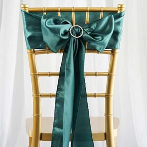 tableclothsfactory 25pcs hunter green satin chair sashes tie bows catering wedding party decorations 6 x106