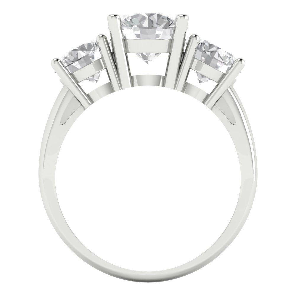 Clara Pucci 3.25 Ct Brilliant Round Cut Clear Simulated Diamond 14K White Gold Three Stone Engagement Bridal Anniversary Ring Size 6.75