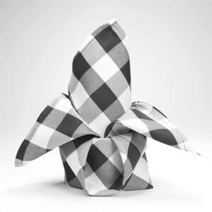 tableclothsfactory 15x15 black/white checkered wholesale gingham polyester linen picnic restaurant dinner napkins - 5 pcs