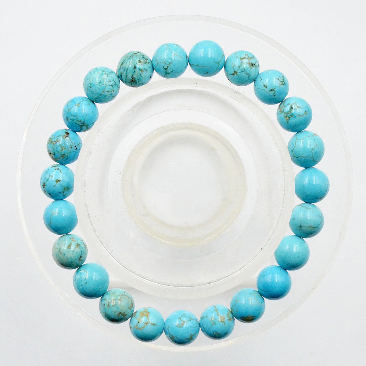 AD Beads Natural Gemstone Round Beads Stretch Bracelet Healing Reiki 8mm (Blue Turquoise)