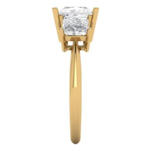 Clara Pucci 2.62 Ct Princess Cut Clear Simulated Diamond 14K Yellow Gold Solitaire with Accents 3 Stone Engagement Anniversary Ring sz 8