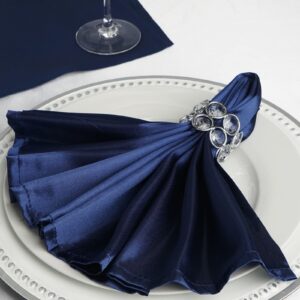 TABLECLOTHSFACTORY 20"x20" Navy Blue Wholesale Satin Linen Napkins for Wedding Birthday Party Tableware - 5 PCS