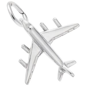 airplane charm in sterling silver, charms for bracelets and necklaces