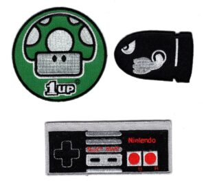 miltacusa controller mushroom retro classic iron on patch (bundle 3pc)