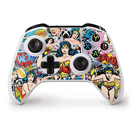 Skinit Decal Gaming Skin compatible with Xbox One S Controller - Officially Licensed Warner Bros Wonder Woman Comic Blast Design