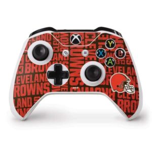 skinit decal gaming skin compatible with xbox one s controller - officially licensed nfl cleveland browns - blast design