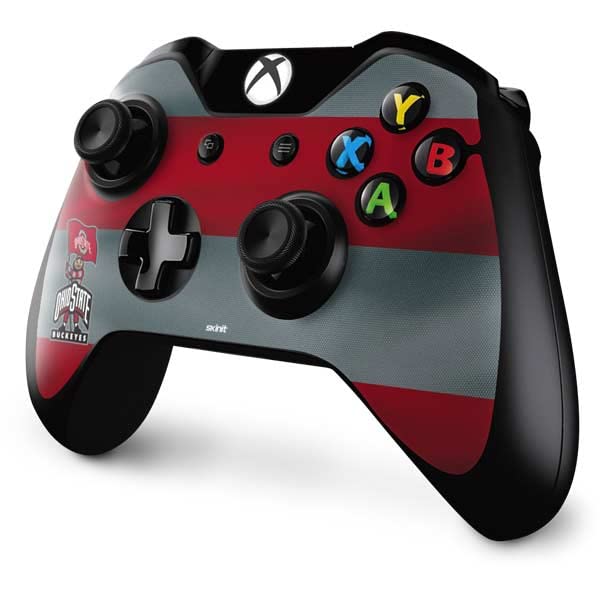 Skinit Decal Gaming Skin Compatible with Xbox One Controller - Officially Licensed Ohio State University OSU Ohio State Buckeyes Flag Design