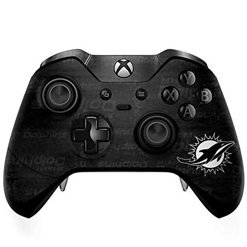 Skinit Decal Gaming Skin Compatible with Xbox One Elite Controller - Officially Licensed NFL Miami Dolphins Black & White Design