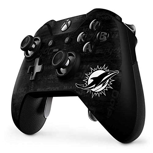 Skinit Decal Gaming Skin Compatible with Xbox One Elite Controller - Officially Licensed NFL Miami Dolphins Black & White Design