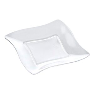 TABLECLOTHSFACTORY 120 Pcs - Clear 3" x 3" Stylish Mini Wave Disposable Plastic Dessert Plate