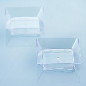 TABLECLOTHSFACTORY 250Pcs - Clear 2.25" x 2.25" Appealing Mini Square Disposable Plastic Dessert Plate