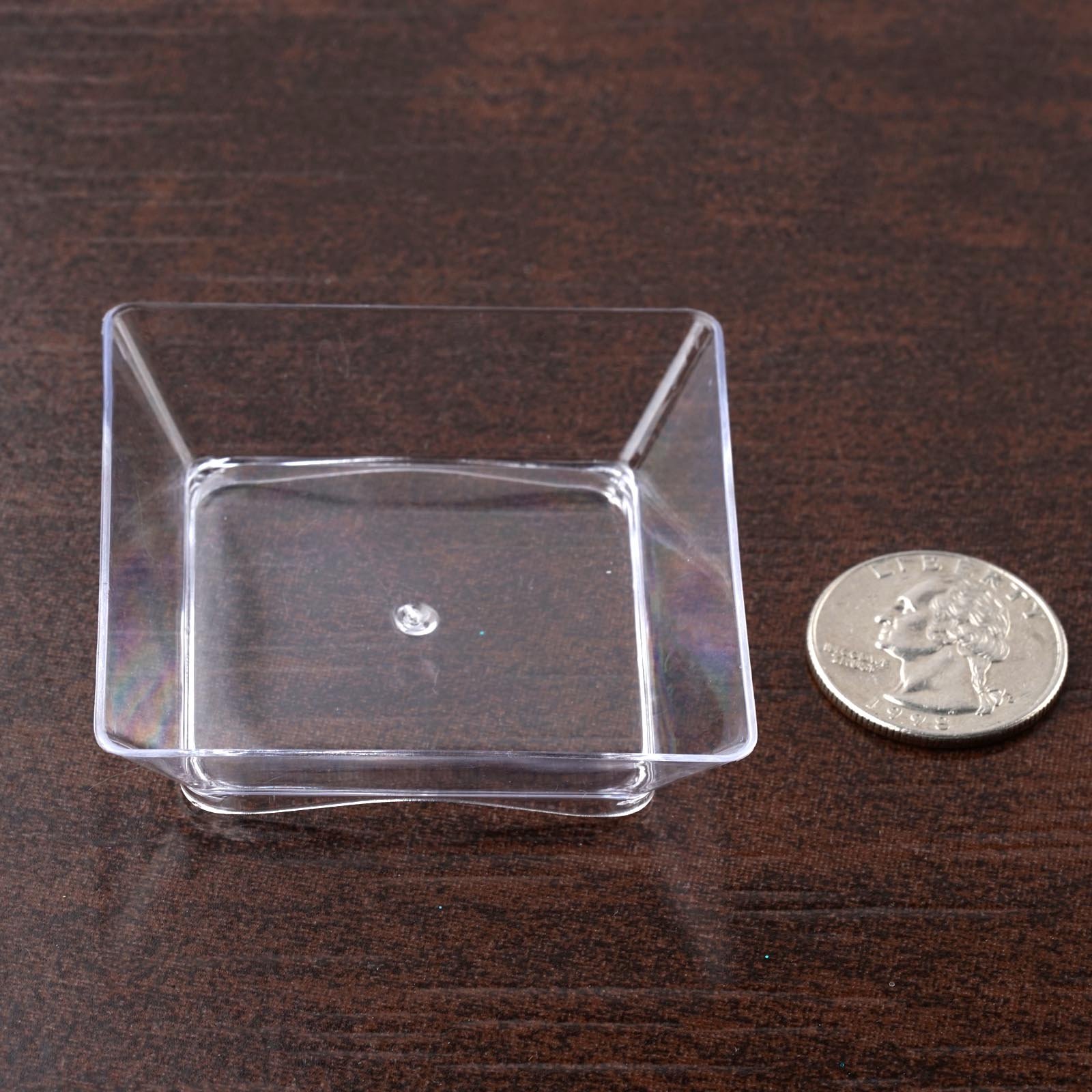 TABLECLOTHSFACTORY 250Pcs - Clear 2.25" x 2.25" Appealing Mini Square Disposable Plastic Dessert Plate