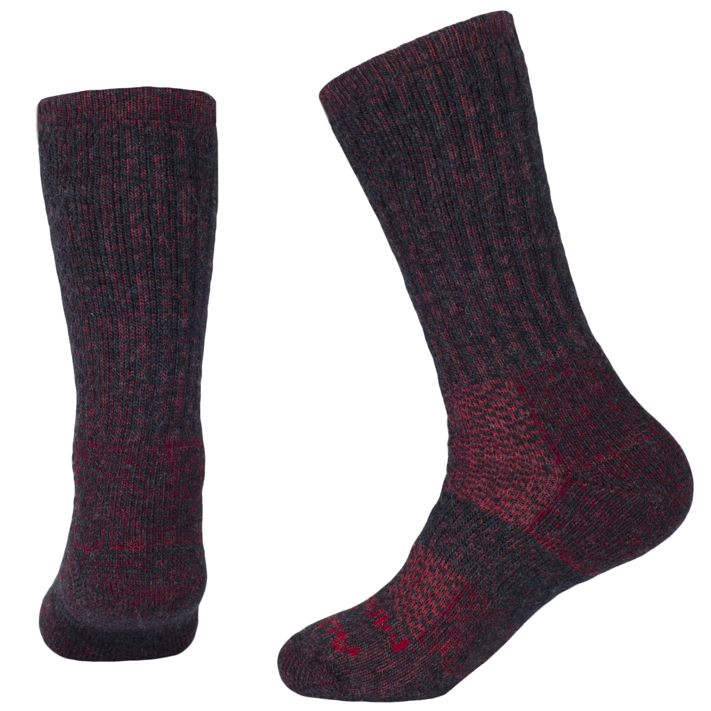 Boot Socks For Men Alpaca Blend Socks With Extra Cushion, Thermal Socks For Women Alpaca Socks Men (Red, Medium - Women 8-10, Men 7-9)