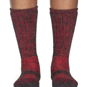 Boot Socks For Men Alpaca Blend Socks With Extra Cushion, Thermal Socks For Women Alpaca Socks Men (Red, Medium - Women 8-10, Men 7-9)