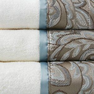 Madison Park - MP73-5310 Aubrey 6 Piece Jacquard Set for Bathroom, 2 Bath Hand Towels, 2 Washcloths, Spa Luxurious Textured Design, See Below, Blue