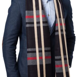 Shubb Men's Scarves, Men Cashmere Feel Scarf, Classic Checked Winter Scarves for Men, Black Check